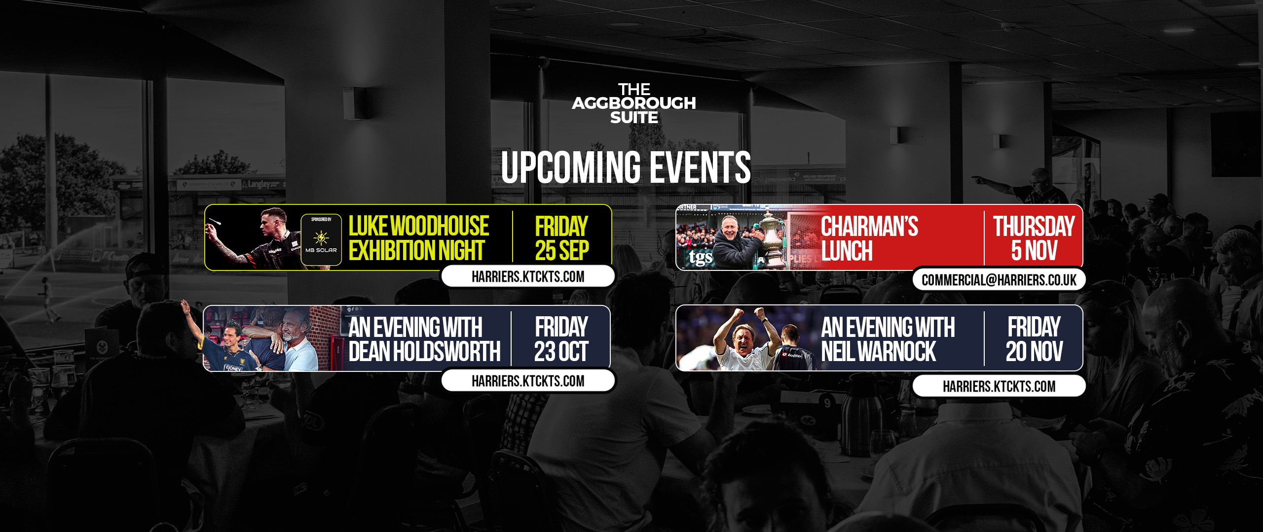 Four exciting events coming to The Aggborough Suite