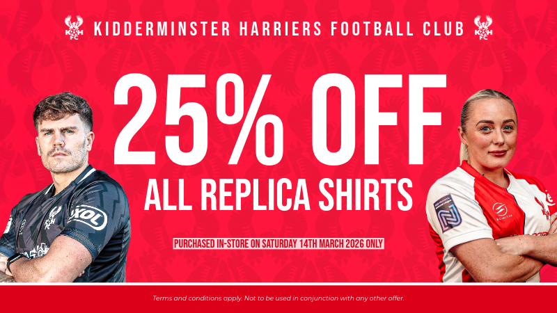 25% off replica shirts in-store today!
